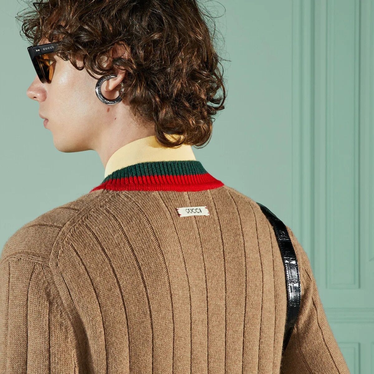 Gucci o1s1wg110925 Rib Knit Camel Cardigan With Web in Multicolor Size US XL / EU 56 / 4 - 3 Thumbnail