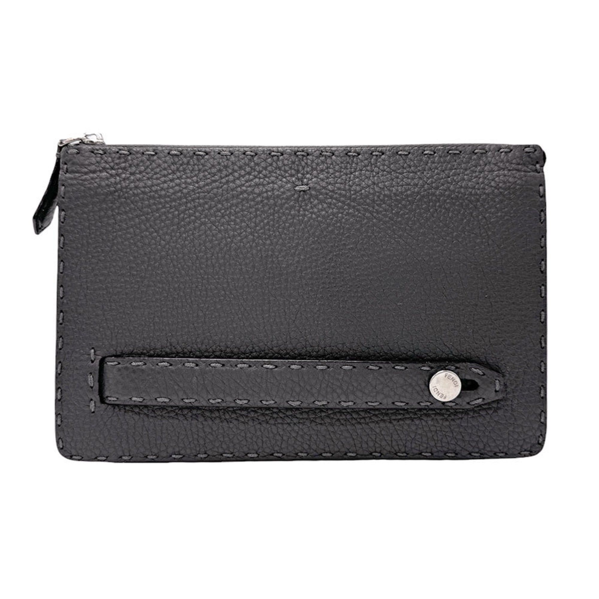 Fendi FENDI Clutch Bag Selleria Leather Dark Grey Silver Men's 7VA850-NDU n0706 Size ONE SIZE - 1 Thumbnail