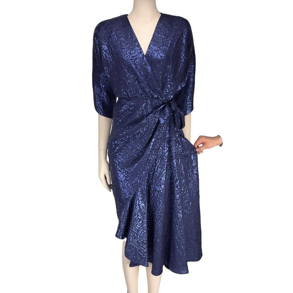 Etro ETRO 2480$ NWT Metallic Cloqué Floral Dress Royal blue IT 40 Size S / US 4 / IT 40 - 4 Thumbnail