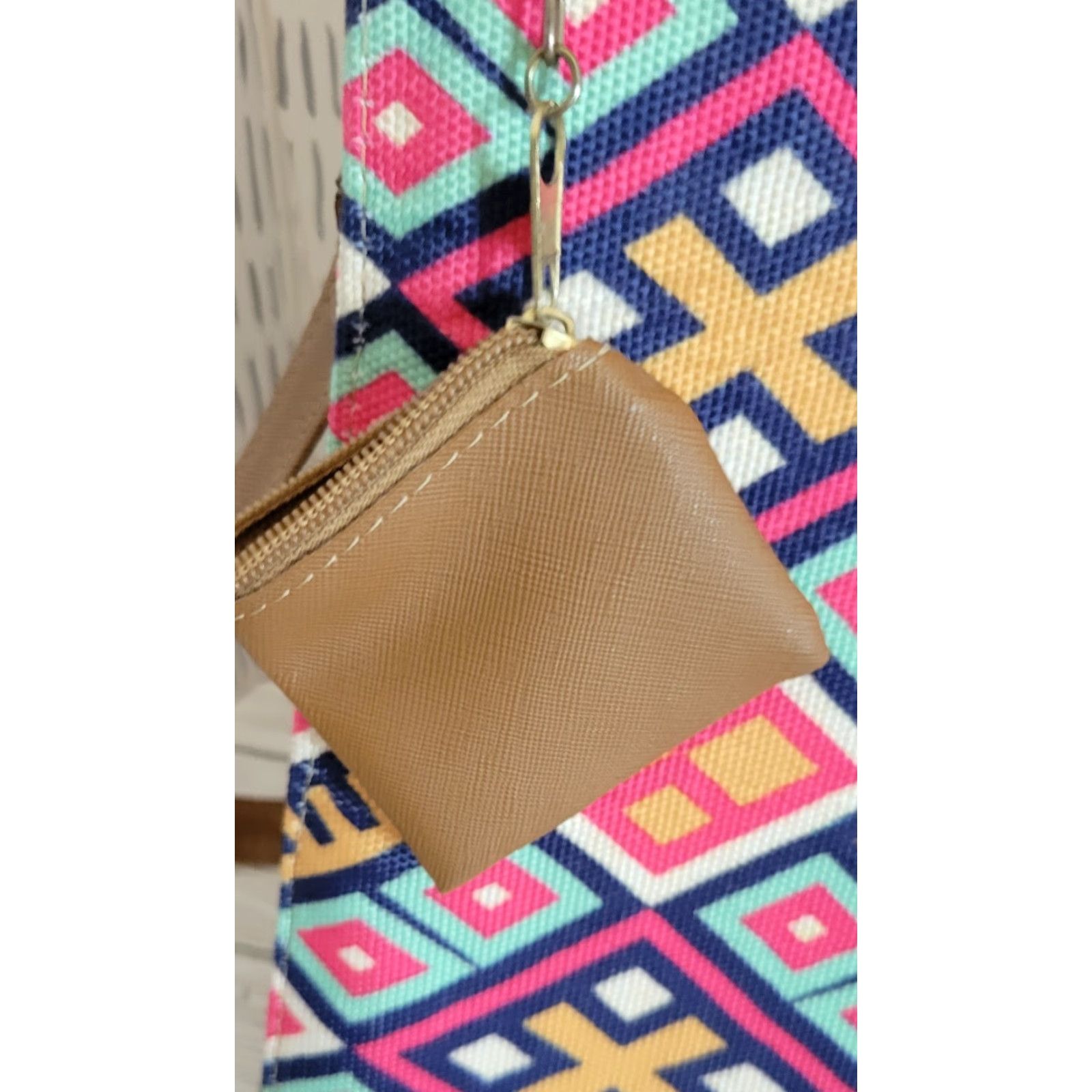 Changes Cartoon Frida Kahlo Shoulder Bag Purse EUC Tan Multicolor Faux Leather Women's Medium 12x10x4 Change Purse Handbag Size ONE SIZE - 6 Thumbnail