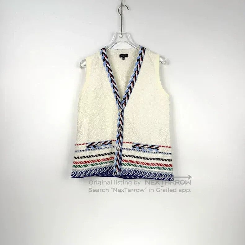 Chanel Chanel White ethnic style knitted vest Size S / US 4 / IT 40 - 3 Thumbnail