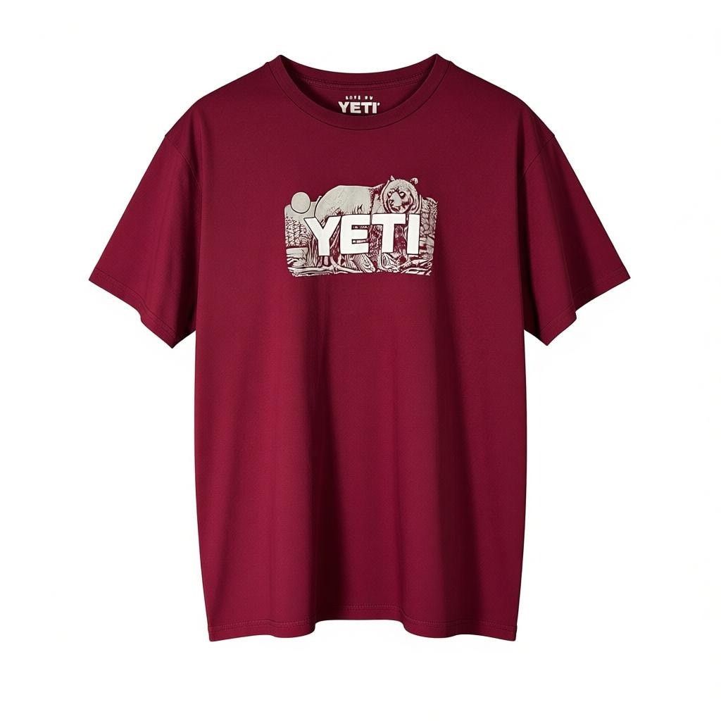 Yeti Men's Yeti Outdoors Bear Mountains Forest Red T-Shirt - XL Size US XL / EU 56 / 4 - 1 Thumbnail