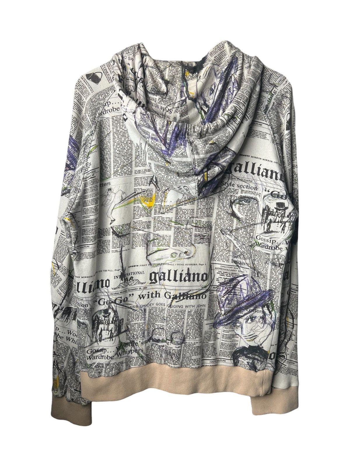 John Galliano 2010 John Galliano Gazette Newspaper Print Zip Hoodie Size US M / EU 48-50 / 2 - 2 Thumbnail