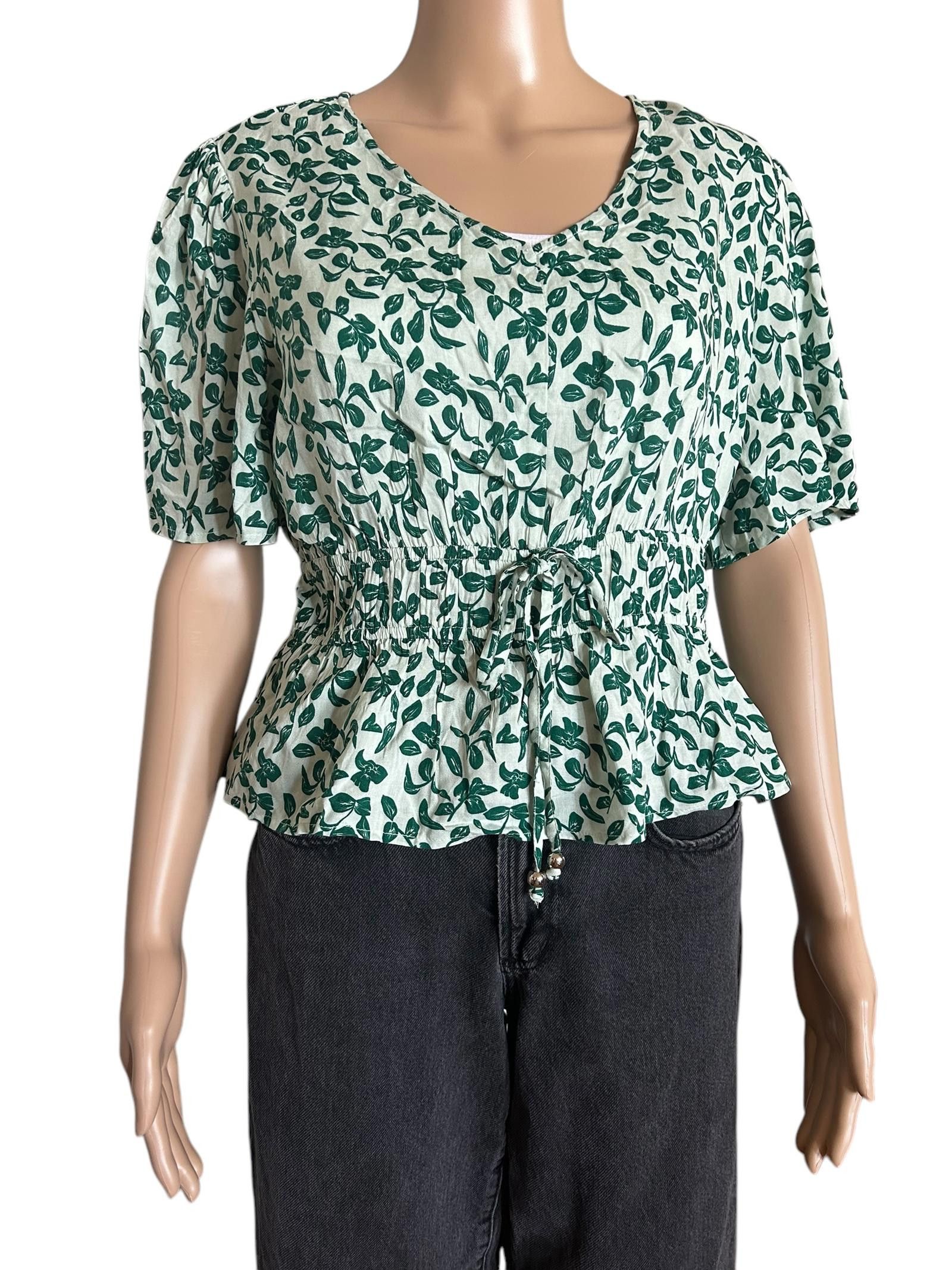 Gypsy Gipsy Floral Peplum Top - Green Leaf Print Size M / US 6-8 / IT 42-44 - 1 Thumbnail