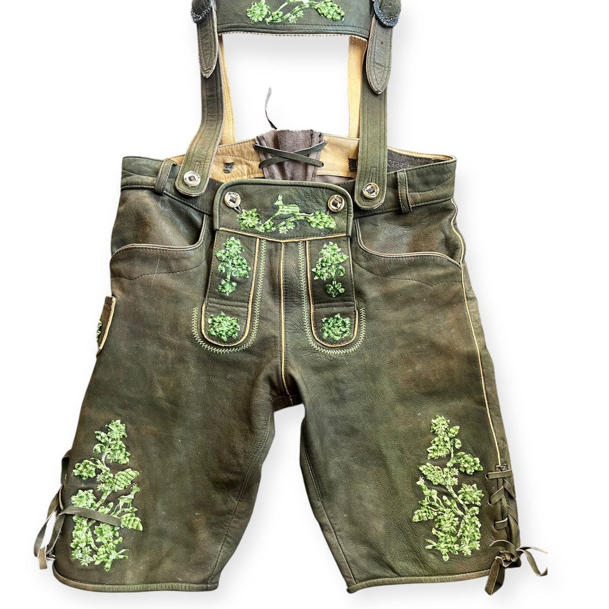 Vintage Vintage German Lederhosen Embroidered Leather Shorts Size US 32 / EU 48 - 3 Thumbnail