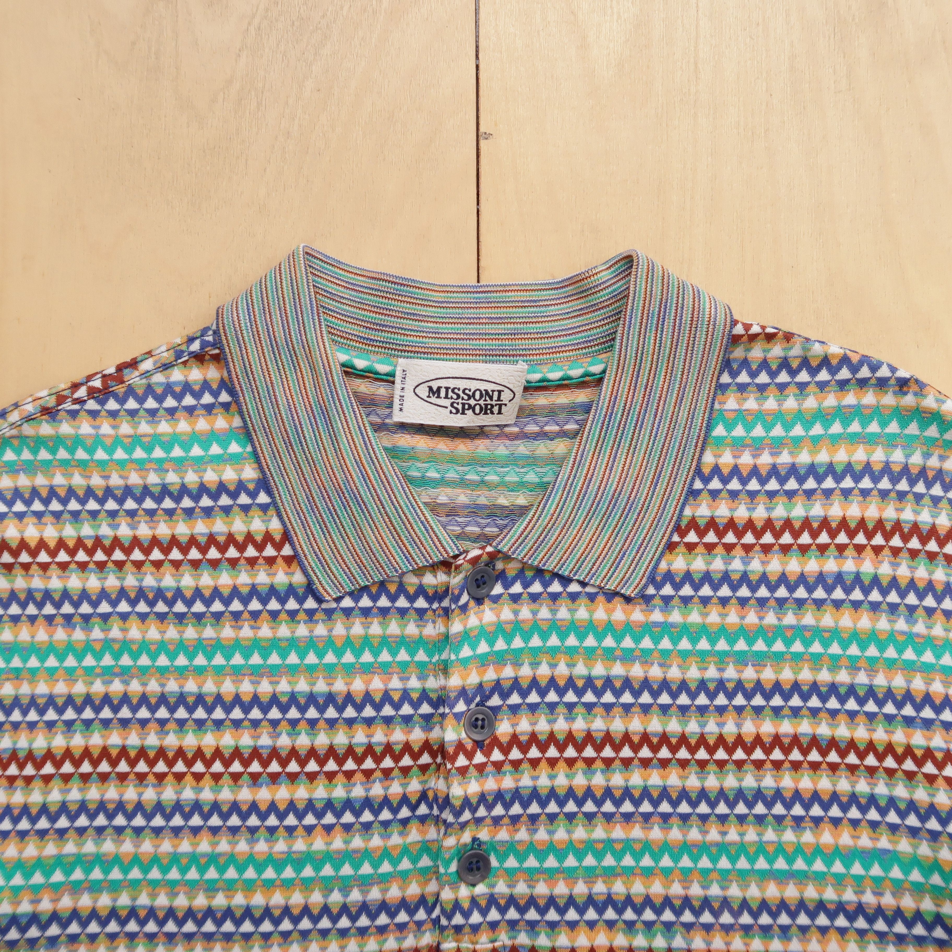 Missoni Vintage 90s Missoni Sport Psychedelic Argyle Polo Shirt Size US S / EU 44-46 / 1 - 3 Thumbnail