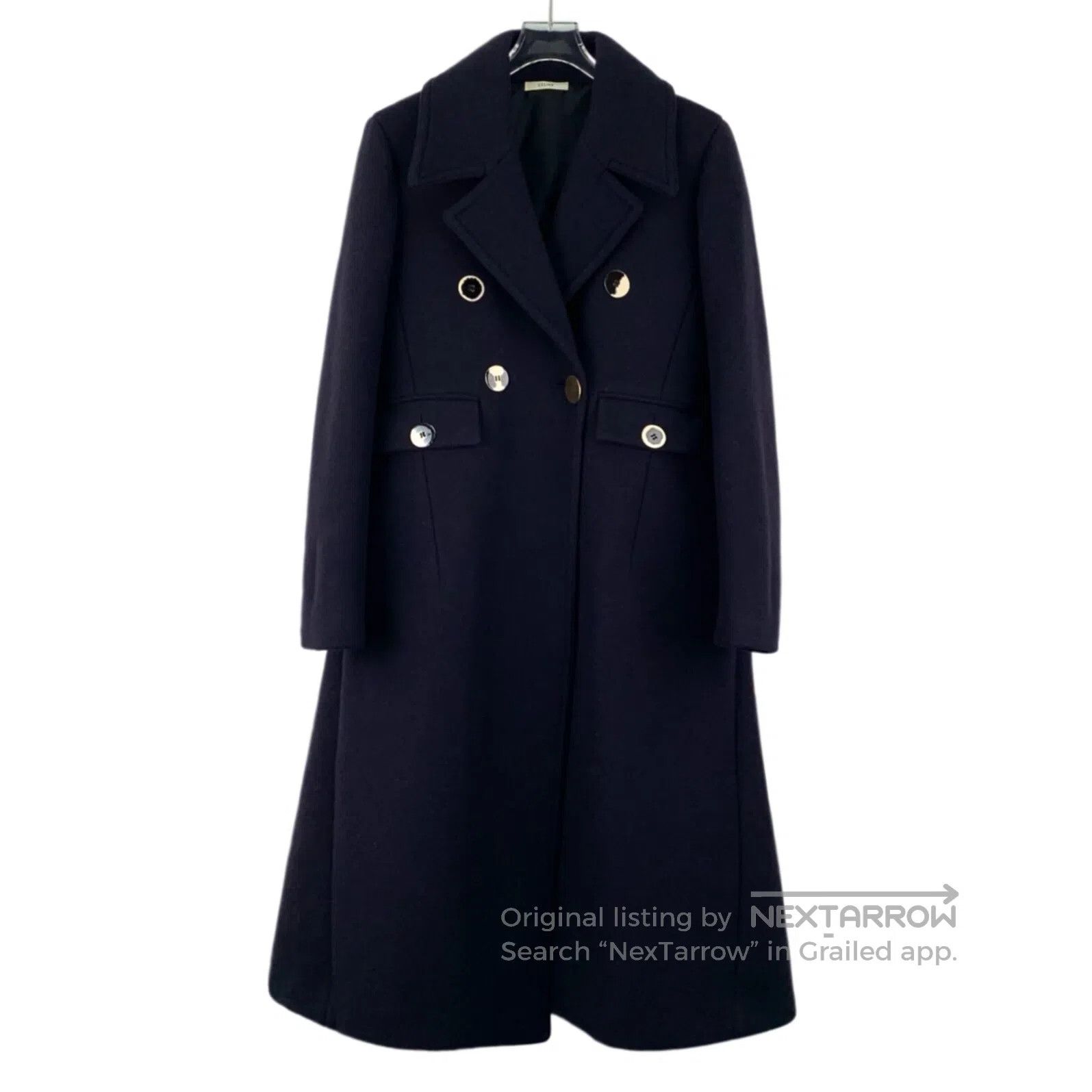 Celine CELINE Navy blue wool lapel double-breasted long sleeve co Size XS / US 0-2 / IT 36-38 - 1 Thumbnail