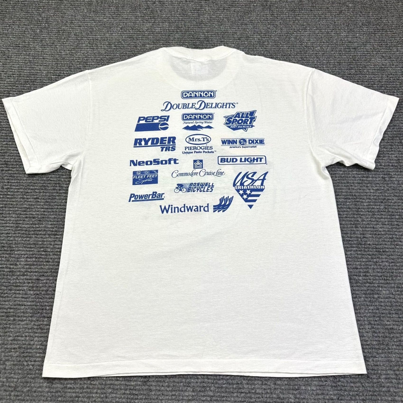 Hanes VINTAGE 90s Atlanta Georgia Graphic T-Shirt Large Hanes Unisex Adult White Crew Neck Short Sleeve 50/50 Single Stitch Duathlon Running Biking USA Size US L / EU 52-54 / 3 - 3 Thumbnail
