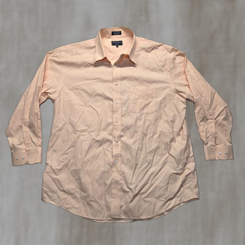 Vintage VINTAGE Meeting Street Orange Pinstripe Dress Shirt Men’s 18 34/35 80s Button Collar Long Sleeve Wrinkle-Resistant Size US XXL / EU 58 / 5 - 1 Thumbnail