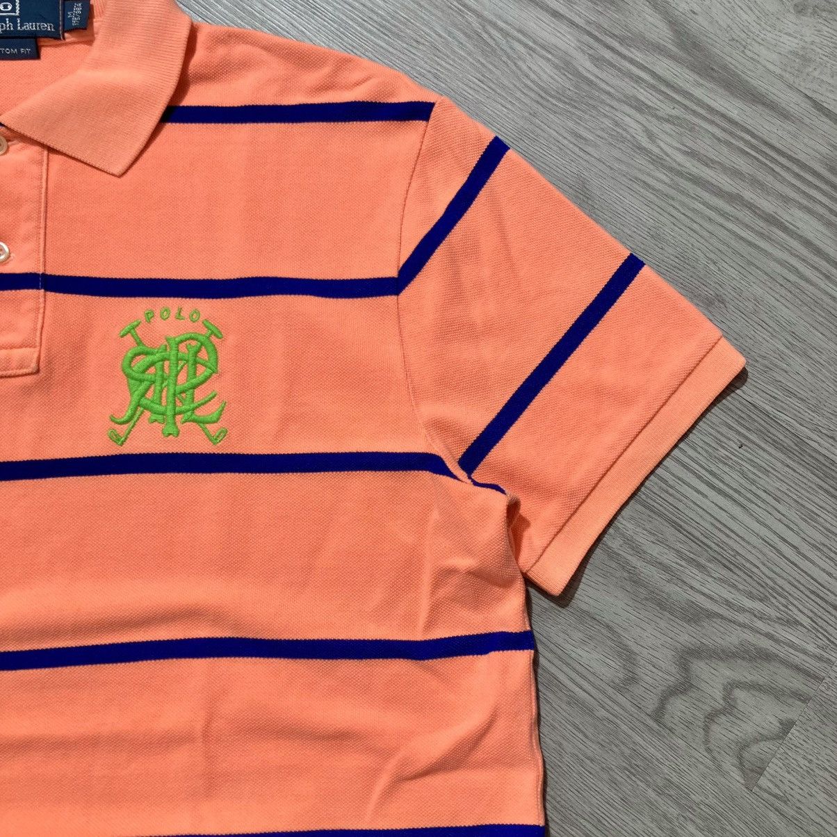 Polo Ralph Lauren Vintage Polo Ralph Lauren Big Patch Logo Striped Polo Tee Size US L / EU 52-54 / 3 - 6 Thumbnail