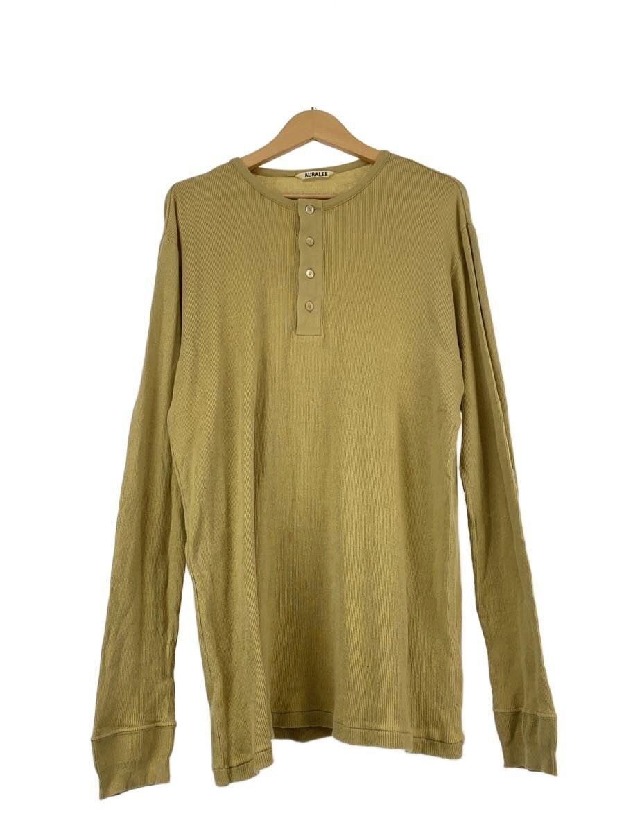 Auralee Beige Cotton Organic Soft Rib Henley Neck Tee Size US XXL / EU 58 / 5 - 1 Thumbnail