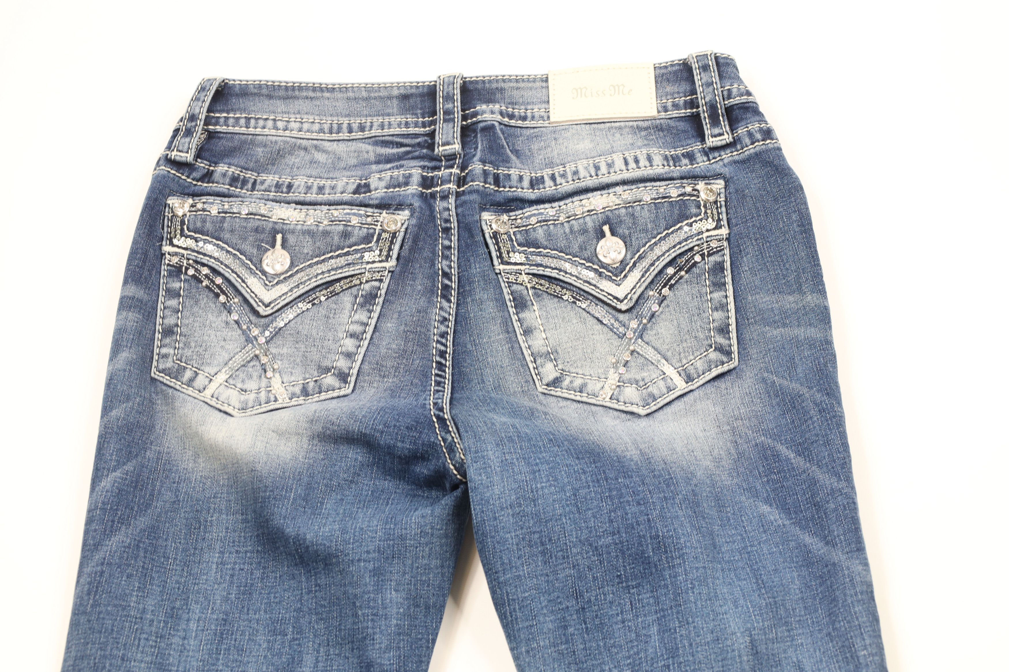 Miss Me × Vintage Miss Me Jeweled Sequin Mid Rise Straight Leg Denim Jeans Size 28" / US 6 / IT 42 - 9 Thumbnail