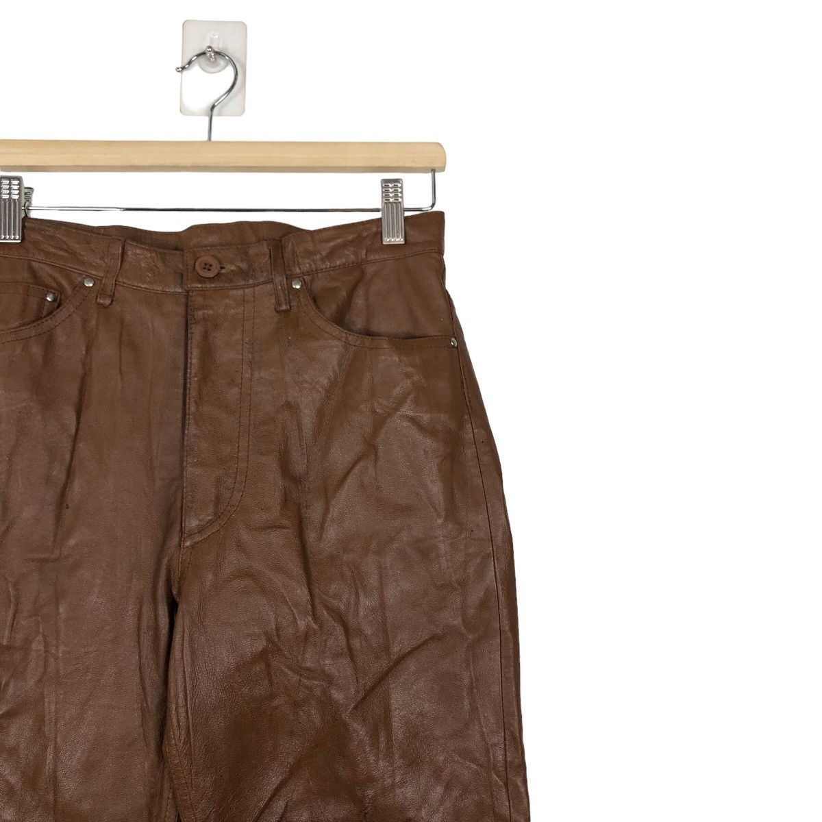 Issey Miyake 🔥Rare 90’s Soft Genuine Leather Pants Bonskip Issey Miyake Size US 28 / EU 44 - 5 Thumbnail
