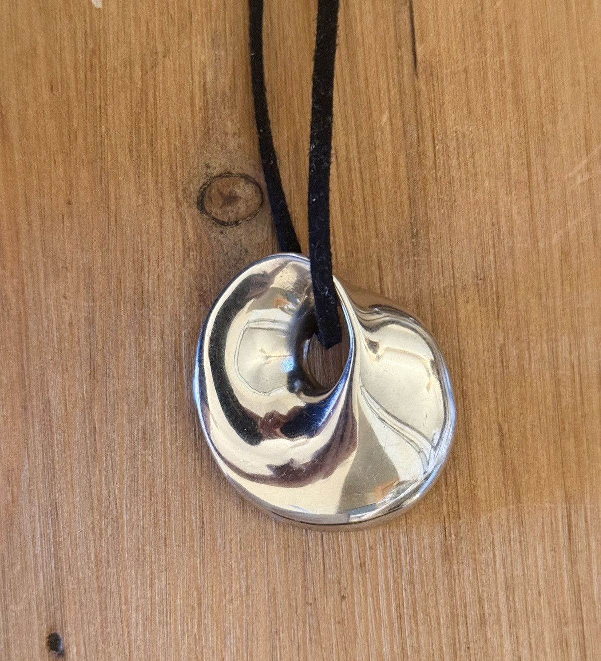 Vintage Modernist Sterling Silver Pendant on a 20" Fabric Necklace Size ONE SIZE - 3 Thumbnail
