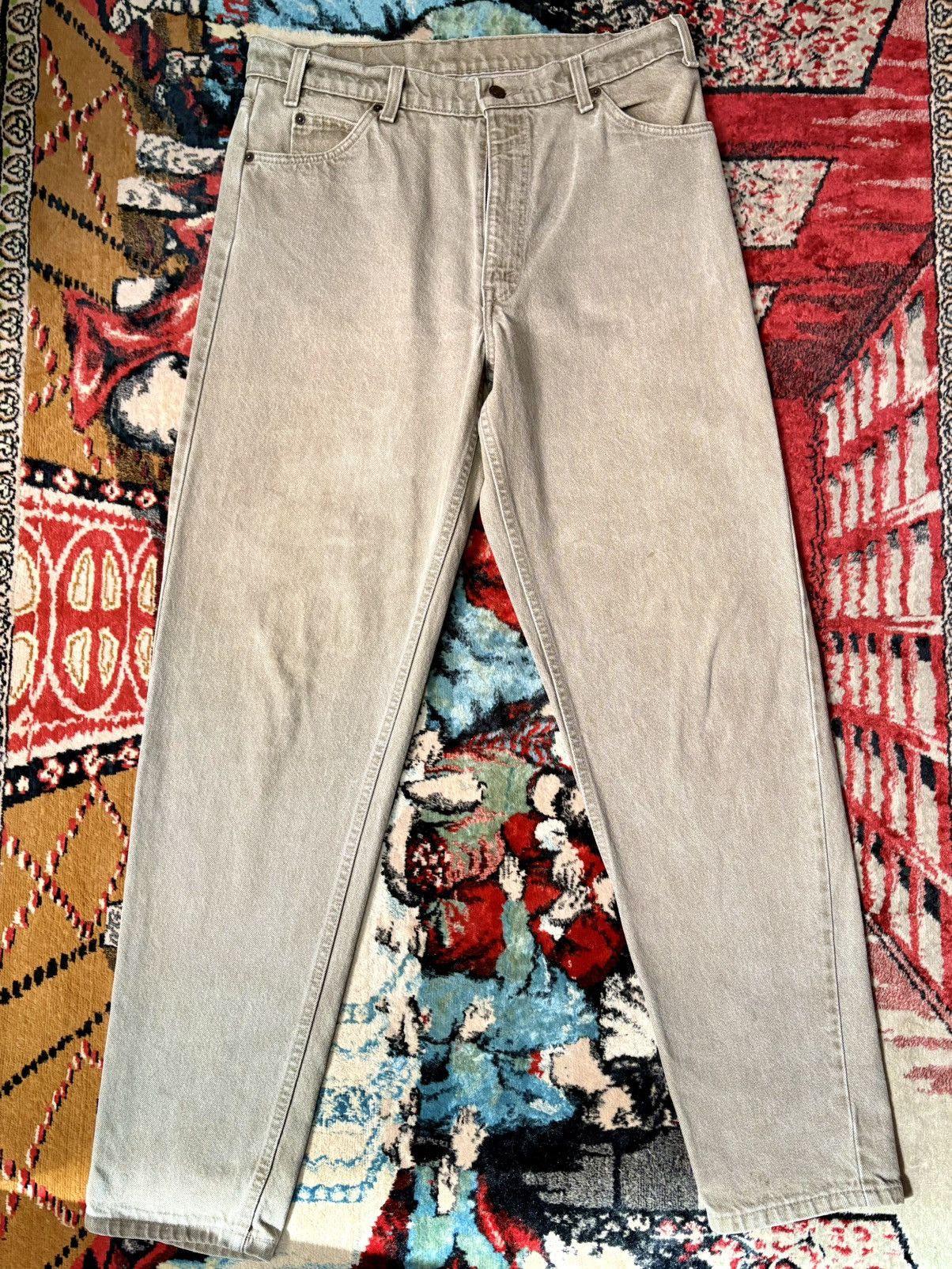 Levi's Levis VTG 90s tan khaki 550 orange tab straight leg jeans Size US 34 / EU 50 - 1 Thumbnail