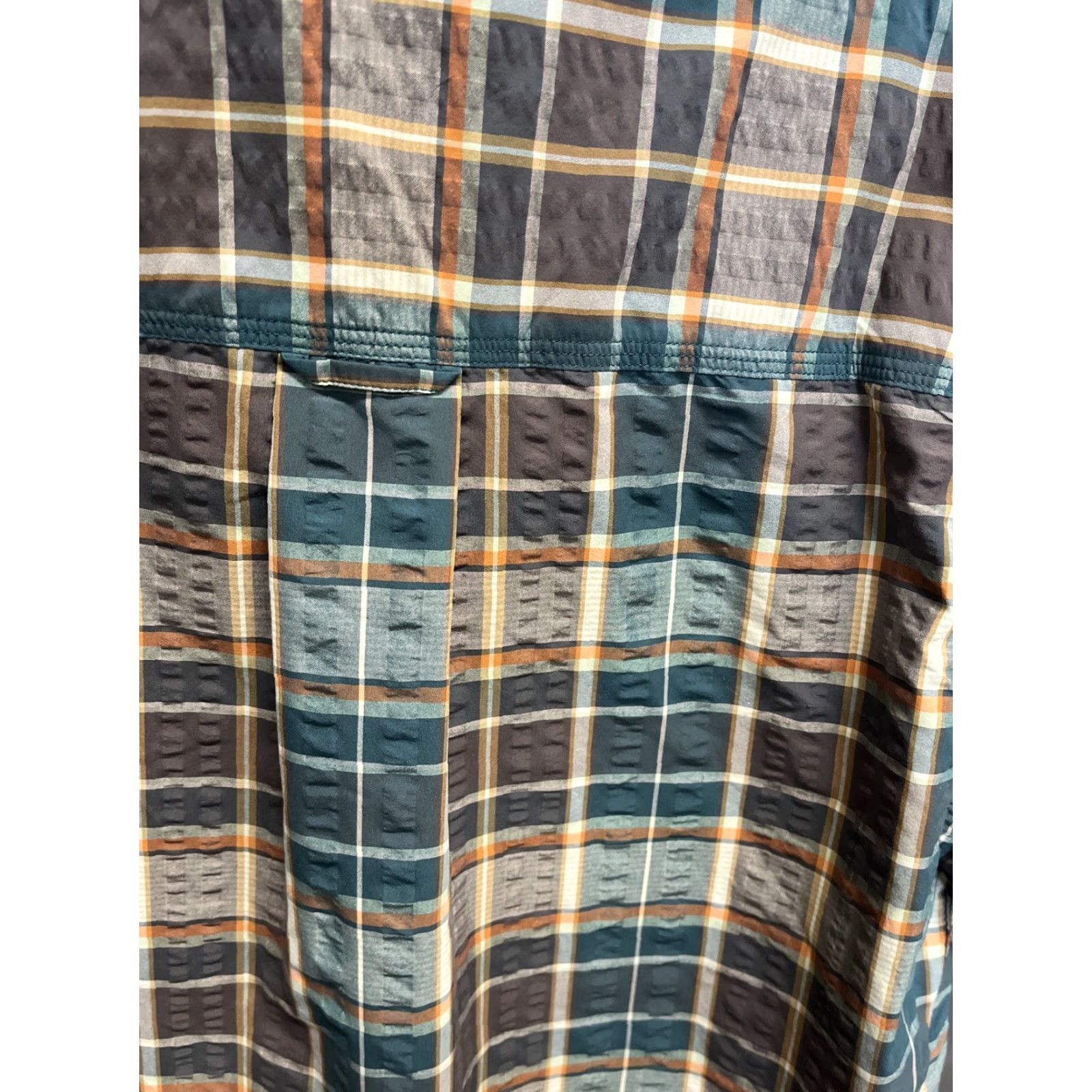 The North Face Green Plaid Short Sleeve Dri-Fit Button Down Size Large