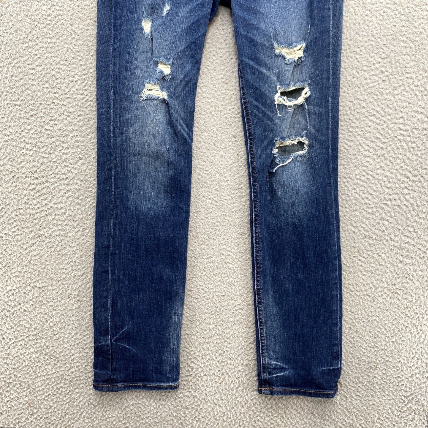 Express Express Womens Skinny Low Rise Distressed Cropped Denim Blue Jeans 0R Size Regular Violet? Size 25" / US 0 / IT 36 - 3 Thumbnail