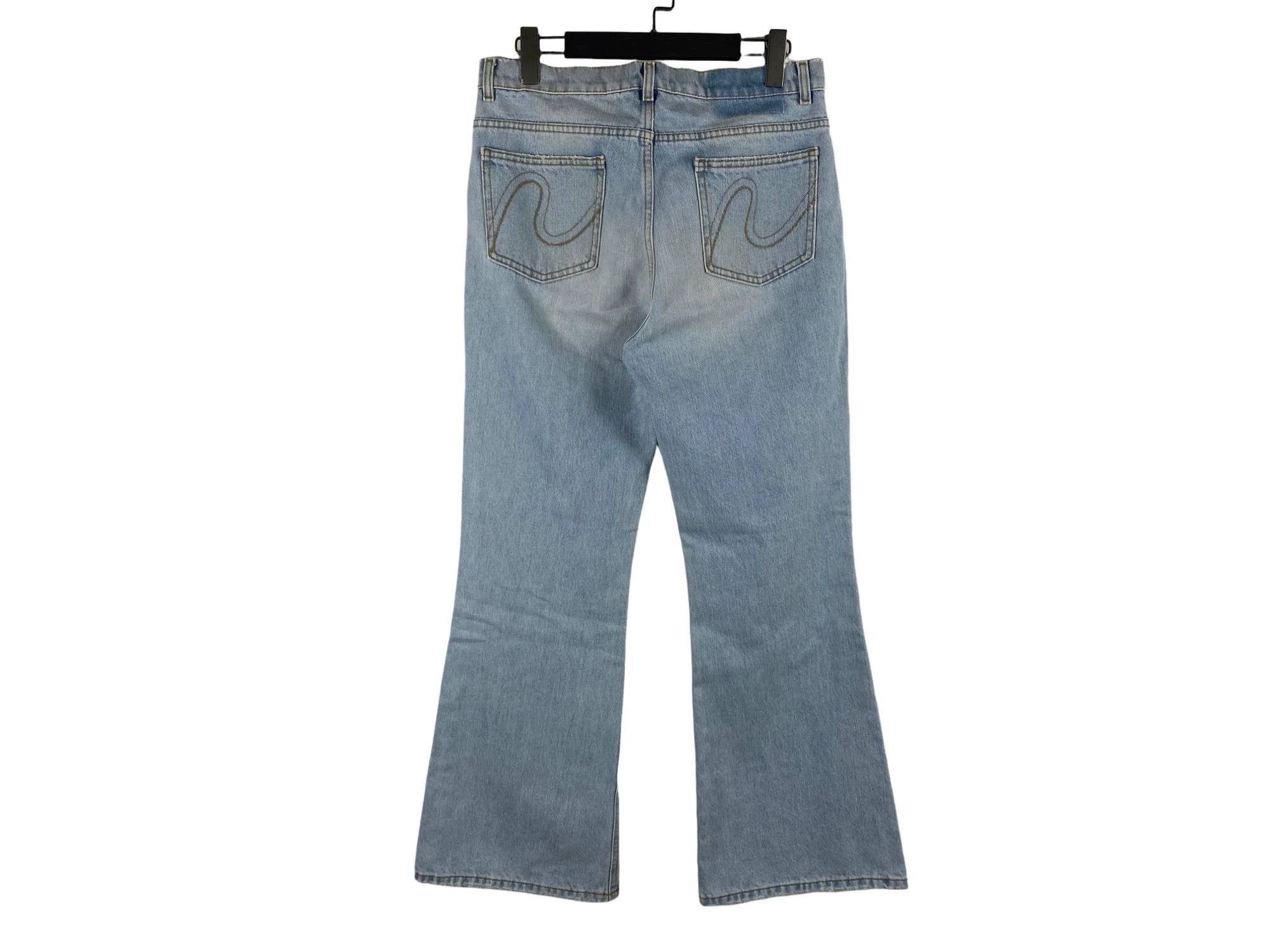 ERL ERL Light Wash Distressed Flared Jeans Size US 32 / EU 48 - 2 Thumbnail