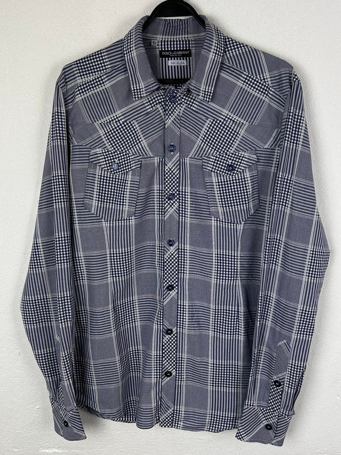 Dolce & Gabbana Dolce & Gabbana Sicilia Checkered Long Sleeve Shirt Size US L / EU 52-54 / 3 - 1 Thumbnail