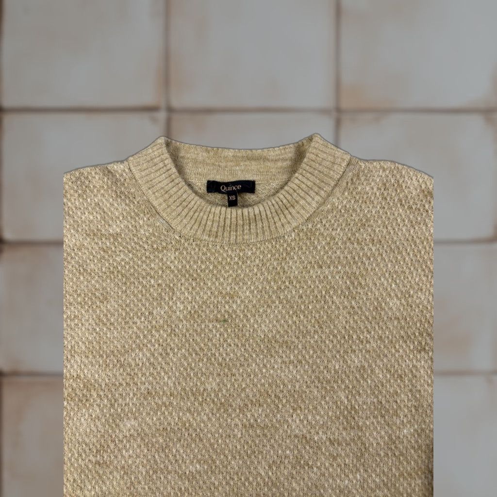 Quince Quince Sweater Women XS Camel Brown Alpaca Wool Cashmere Diamond Stitch Crew Neck Long Sleeve Pullover Knit Lightweight Logo Classic Preppy Size XS / US 0-2 / IT 36-38 - 1 Thumbnail