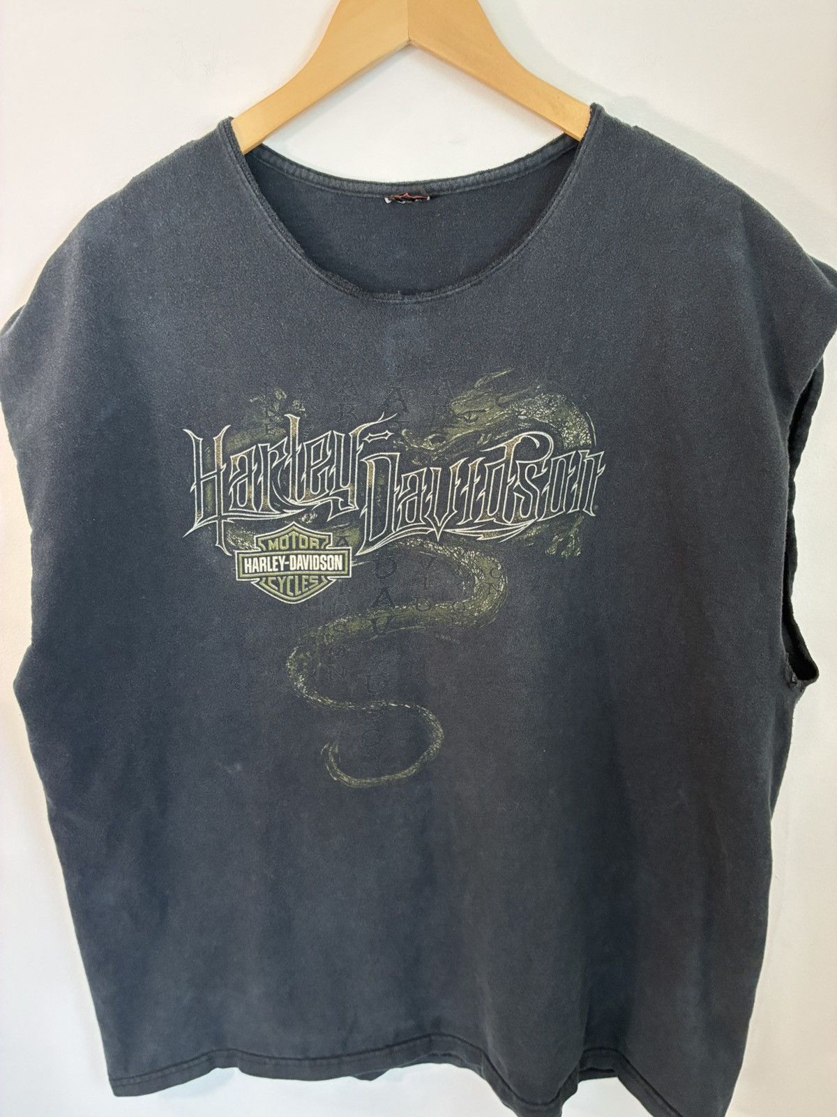 Harley Davidson Thrashed Green Dragon Harley Davidson Faded Cut Off Size US XL / EU 56 / 4 - 2 Thumbnail