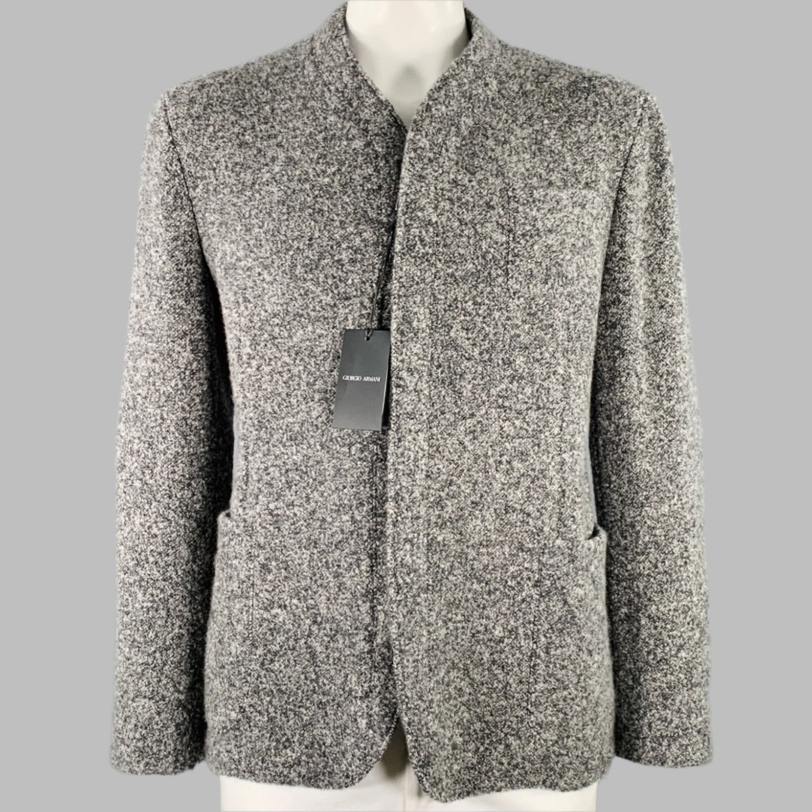Giorgio Armani Size 44 Grey Charcoal Tweed Cashmere Silk Jacket Size US XL / EU 56 / 4 - 1 Thumbnail