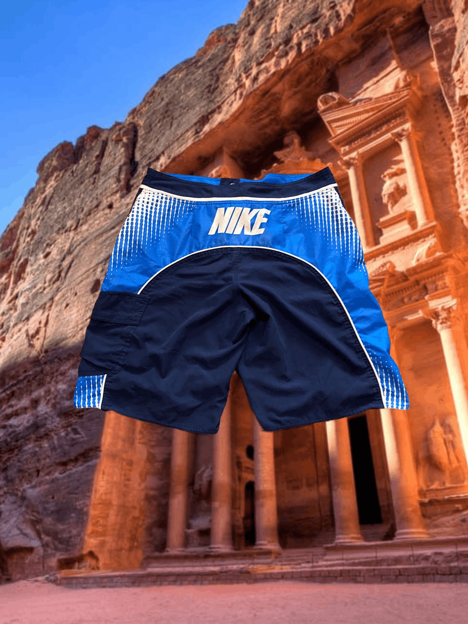 Nike Vintage blue Shorts big logo NIKE crazy Y2K streetwear Size US 32 / EU 48 - 1 Thumbnail