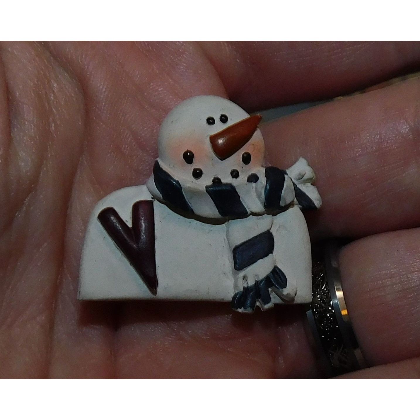 Other Vintage Rustic Snowman Wood-Look Brooch Size ONE SIZE - 3 Thumbnail