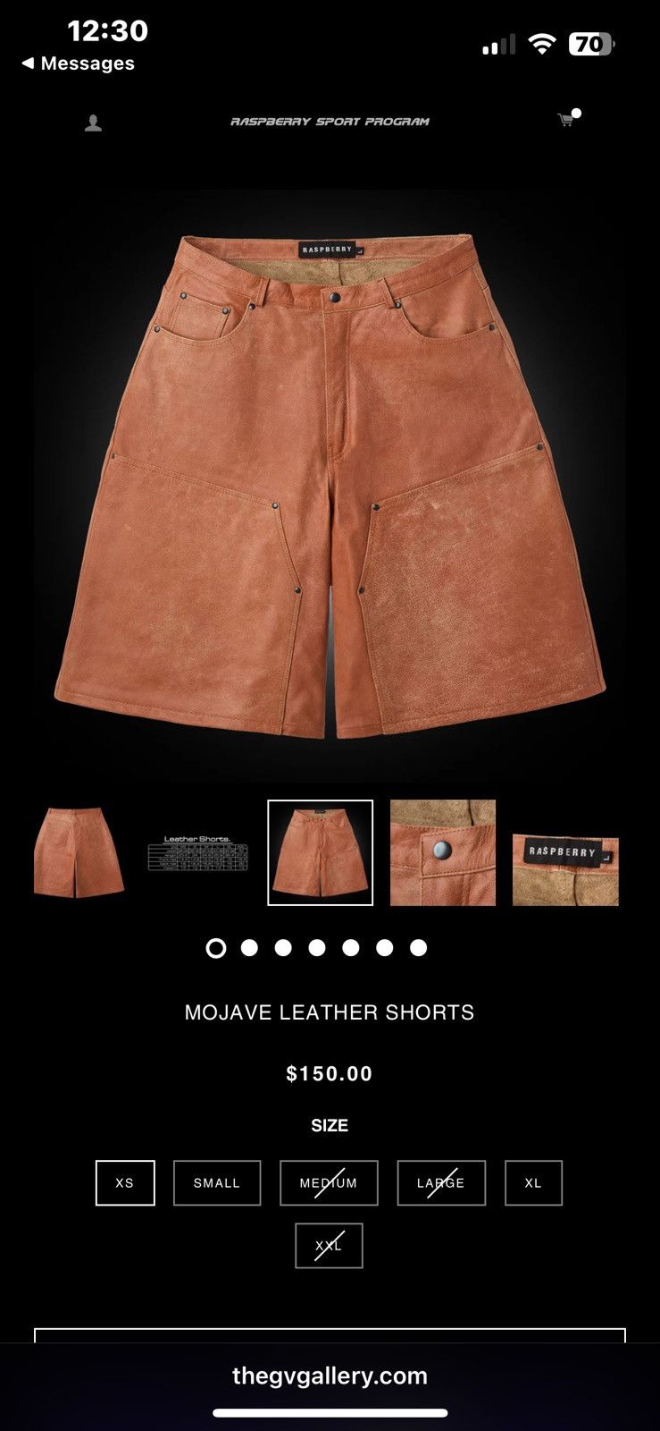 The GV Gallery MOJAVE LEATHER SHORTS Size US 29 - 1 Thumbnail