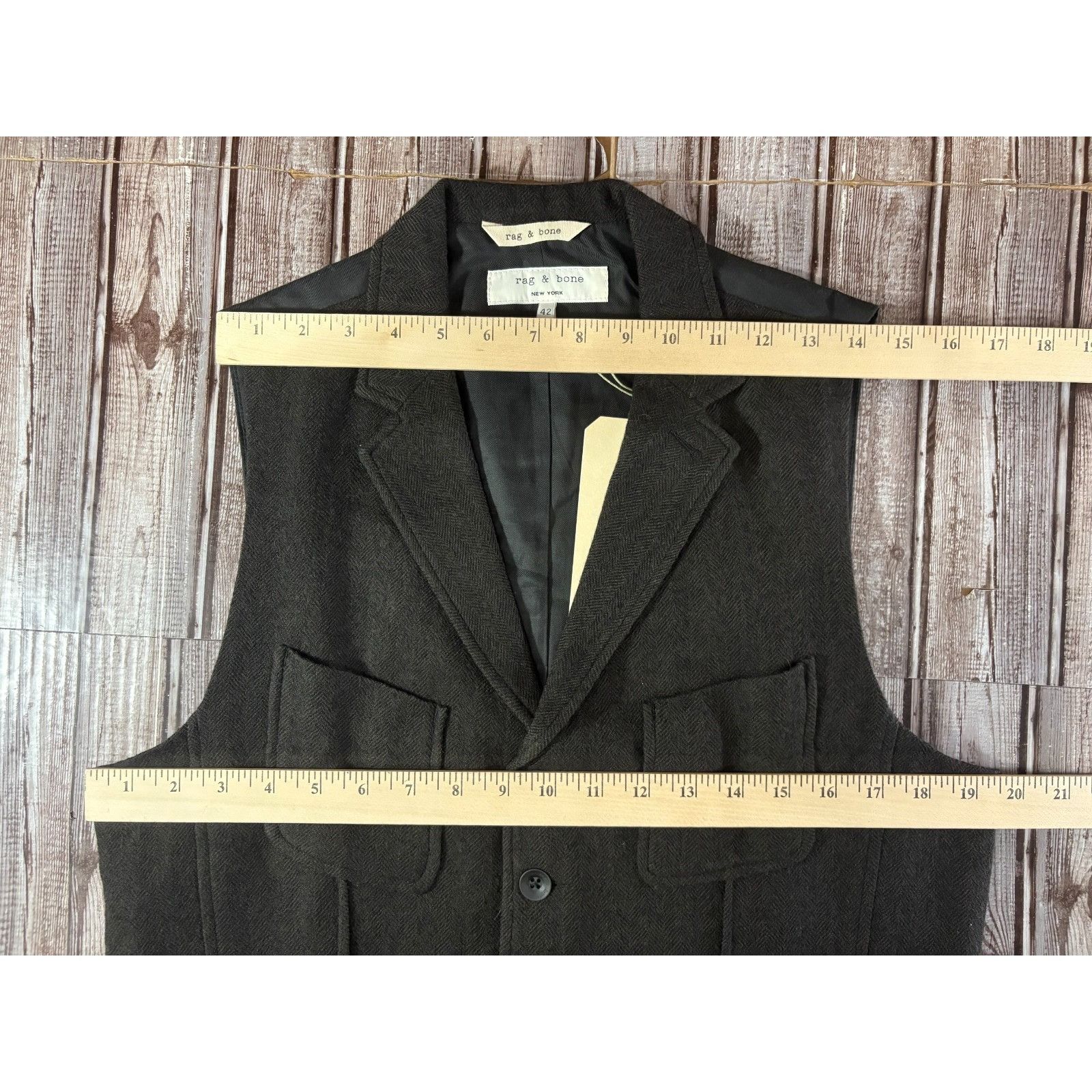 Rag & Bone Rag & Bone Albers wool Herringbone waistcoat Sz 42 dark brow Size US L / EU 52-54 / 3 - 8 Thumbnail