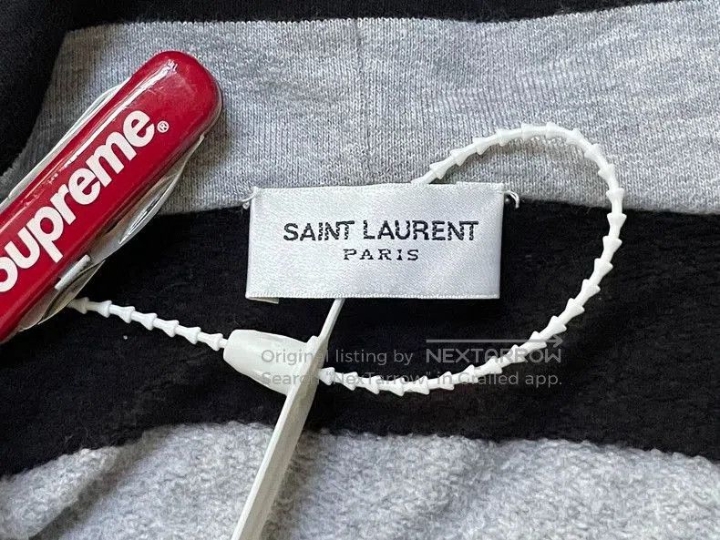 Saint Laurent Paris Saint Laurent Striped Mock Neck Hoodie. Size US M / EU 48-50 / 2 - 5 Thumbnail