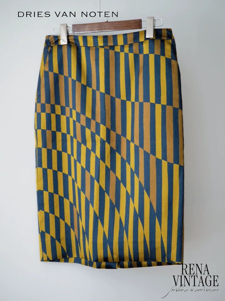 Other Dries Van Noten Yellow geometric pattern skirt Size 35" - 5 Thumbnail