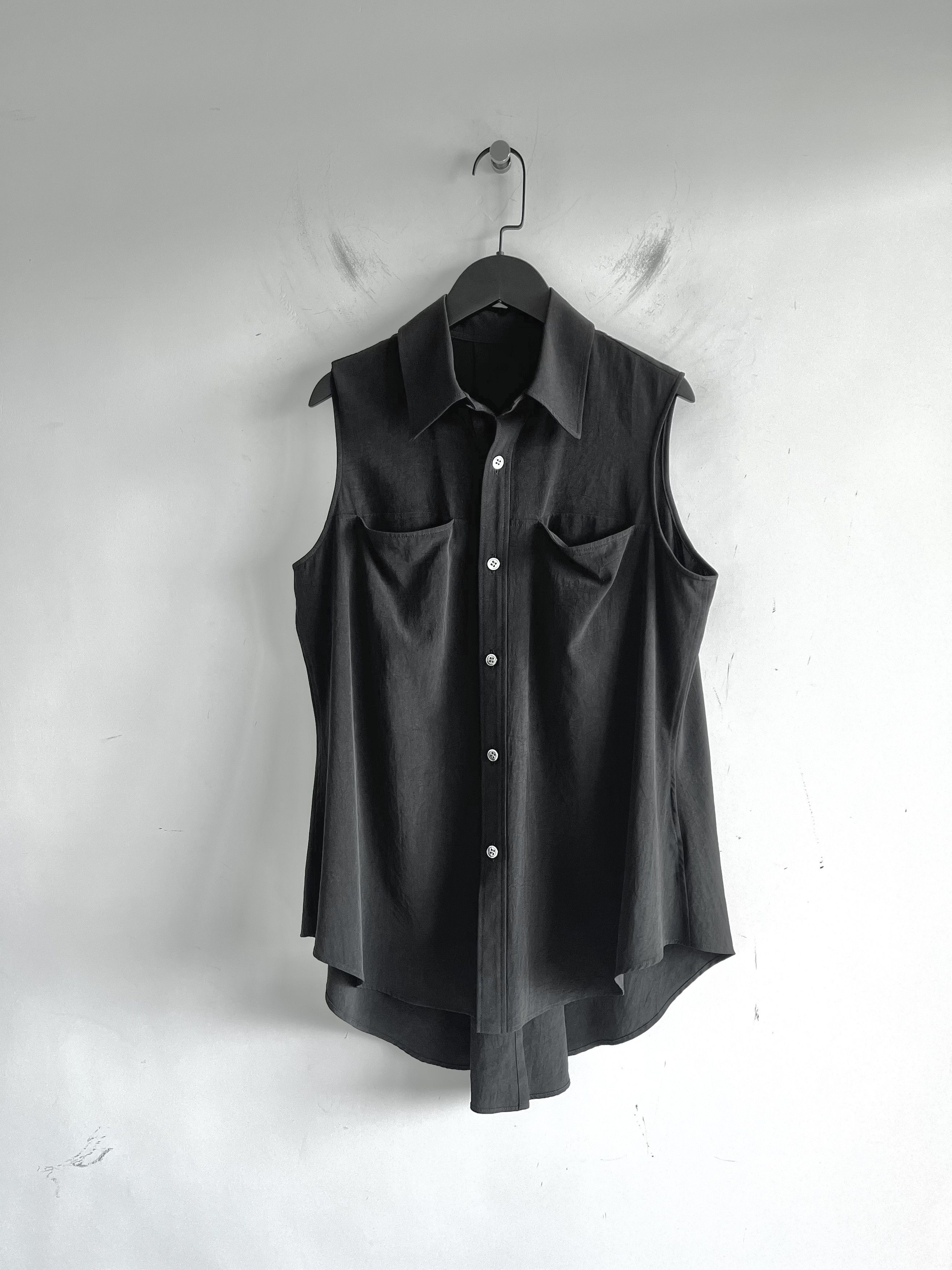 Yohji Yamamoto Y's Yohji Yamamoto - Sleeveless Triacetate Shirt Blouse Size S / US 4 / IT 40 - 1 Thumbnail