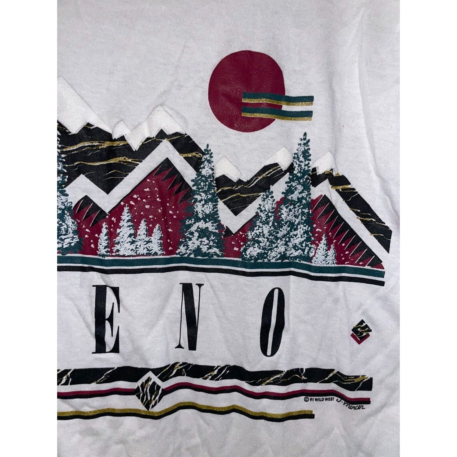 Jerzees Vintage Reno Nevada Shirt Nature Graphic White M Tee 90s Size US M / EU 48-50 / 2 - 4 Thumbnail