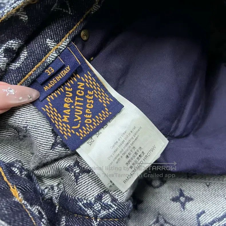Louis Vuitton Louis Vuitton Navy Logo Jacquard Mid-Rise Button Straight Size US 33 - 3 Thumbnail