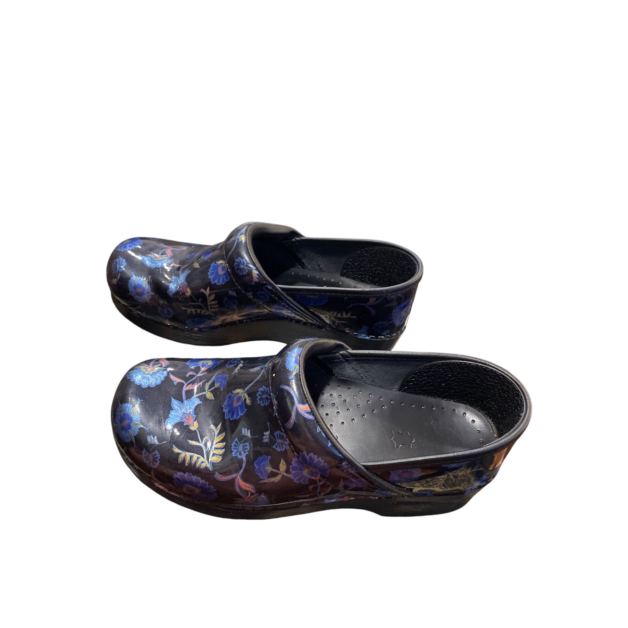 Dansko Dansko wms black blue floral leather nursing mules clogs sz Size US 7.5 / IT 37.5 - 4 Thumbnail
