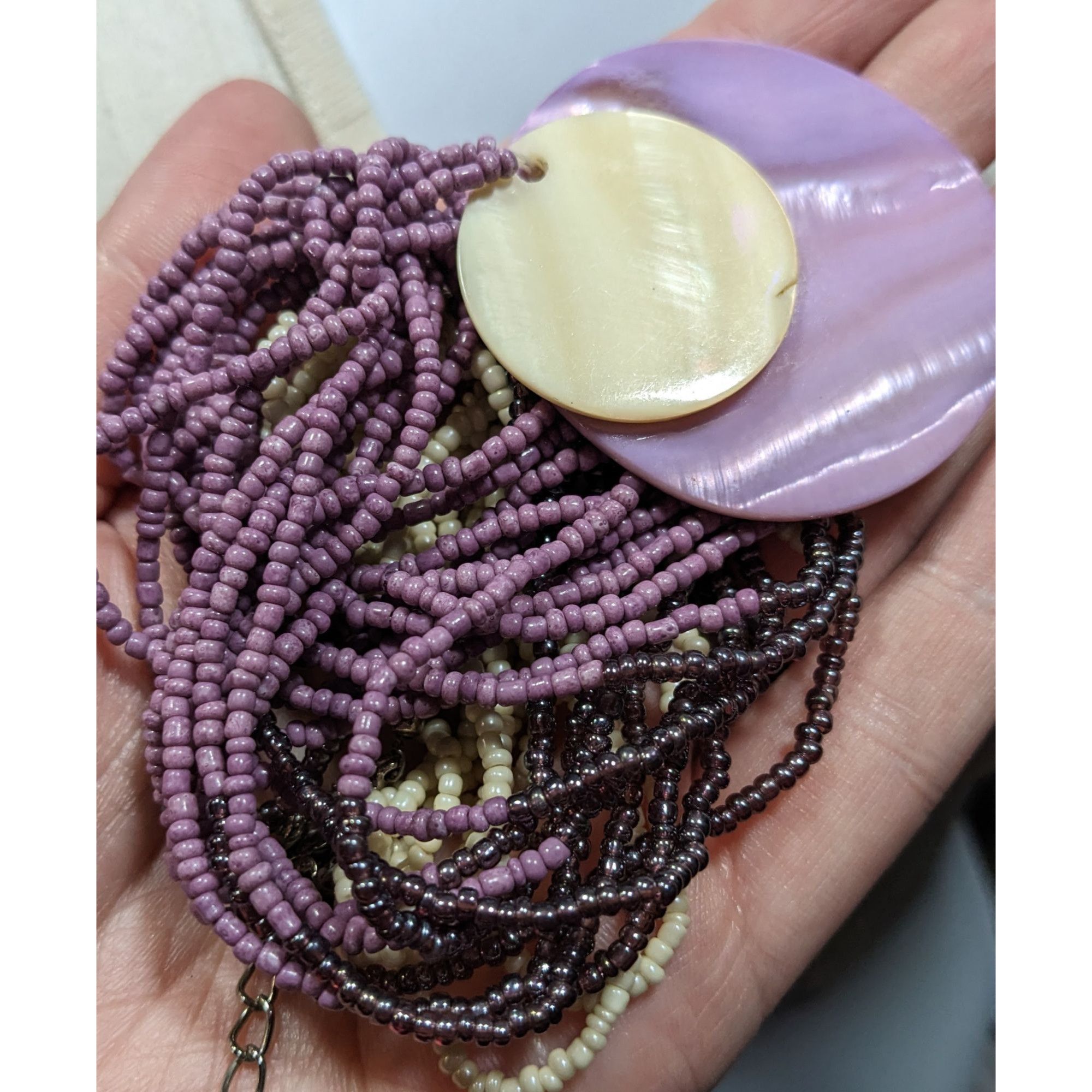 Other Neutral Mermaidcore Purple And White Glass Beaded Shell Pend Size ONE SIZE - 5 Thumbnail