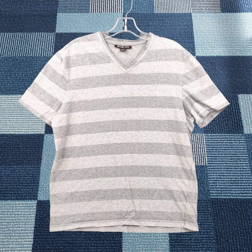 Michael Kors Michael Kors Shirt Mens M Gray Striped Neck Short Sleeves Casual Size US M / EU 48-50 / 2 - 1 Thumbnail