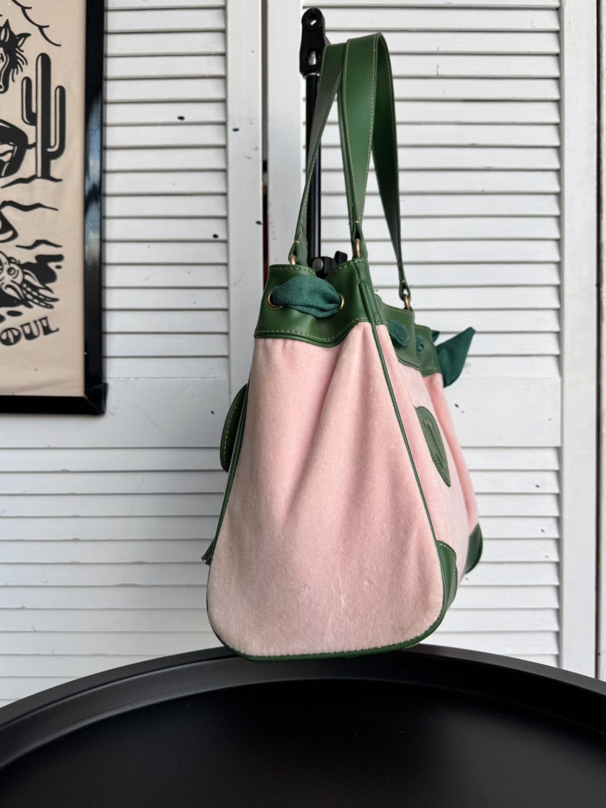 Juicy Couture Vintage Juicy Couture Daydreamer Velour Tote Bag Pink Green Size ONE SIZE - 8 Thumbnail