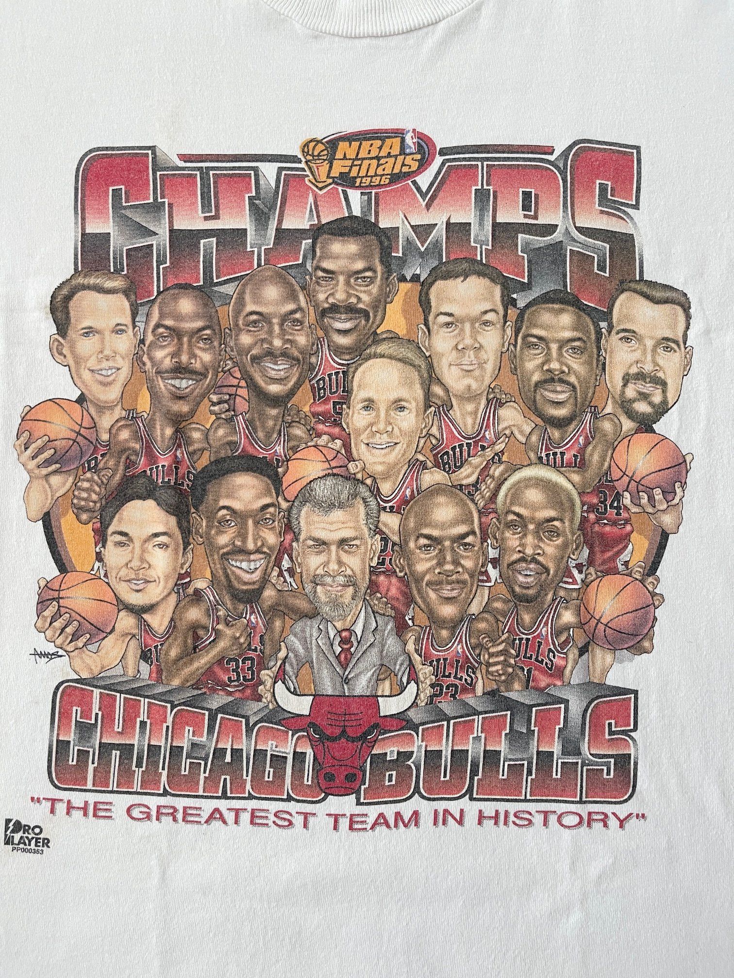 Pro Player Vintage 90s Chicago Bulls 1996 NBA Champs Jordan T-Shirt Size US L / EU 52-54 / 3 - 2 Thumbnail