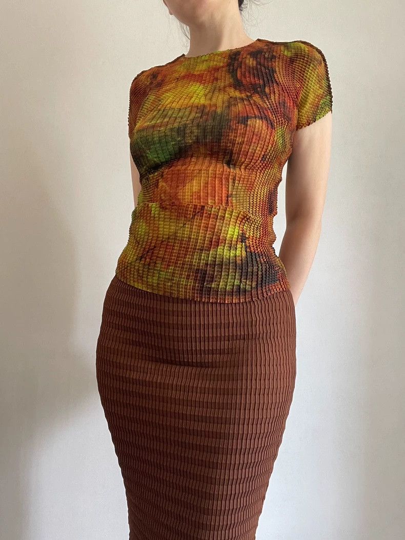 Issey Miyake Issey Miyake size:2 Yellow psychedelic printed top Size XS / US 0-2 / IT 36-38 - 1 Thumbnail