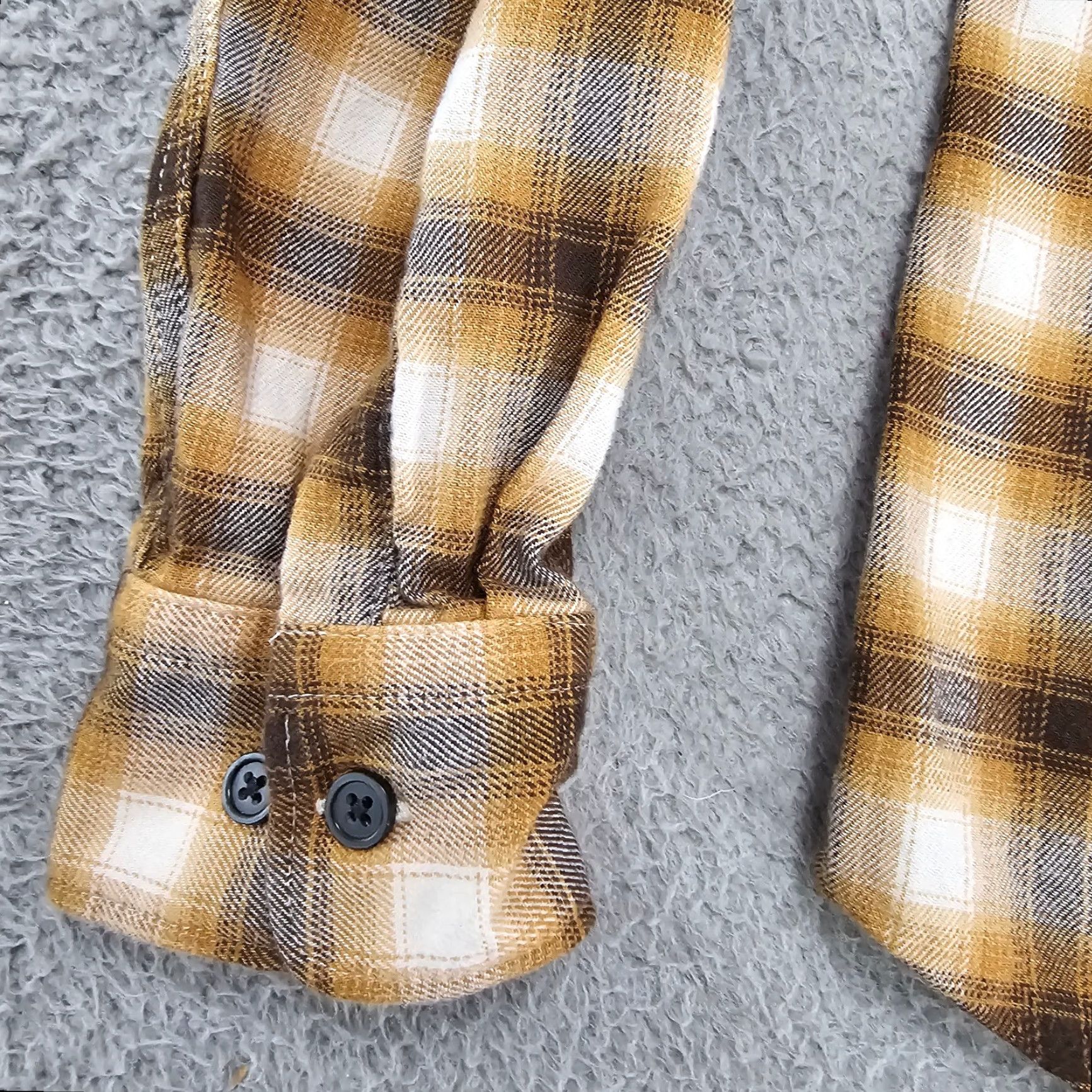 Express Express Shirt Mens XS Brown Plaid Knit Cotton Long Sleeve Button-Up Size US XS / EU 42 / 0 - 4 Thumbnail
