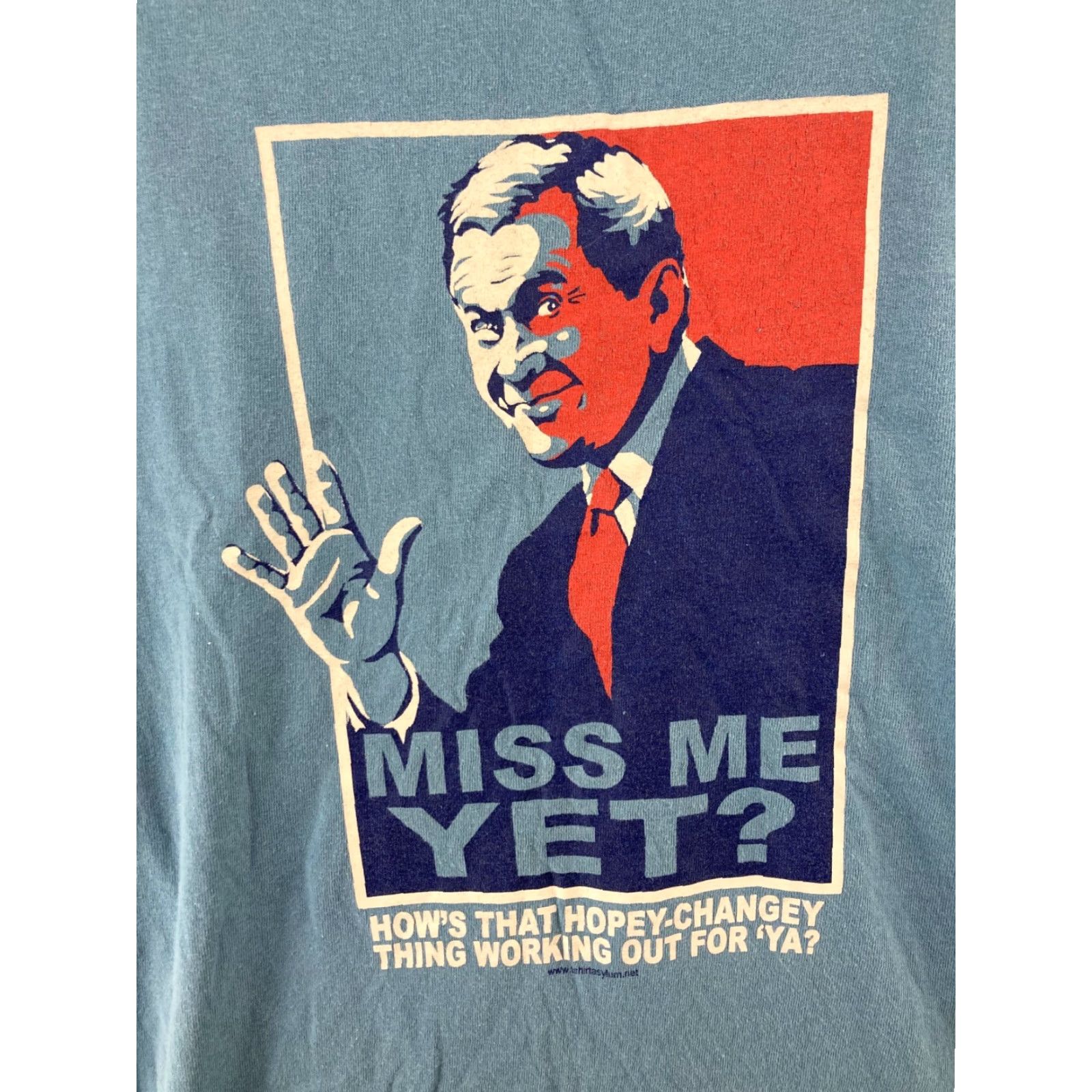 George VINTAGE Presidential Mens TShirt Small Blue George Bush Miss Me Yet Shirt Mens Blue USA 90s? Size US S / EU 44-46 / 1 - 2 Thumbnail