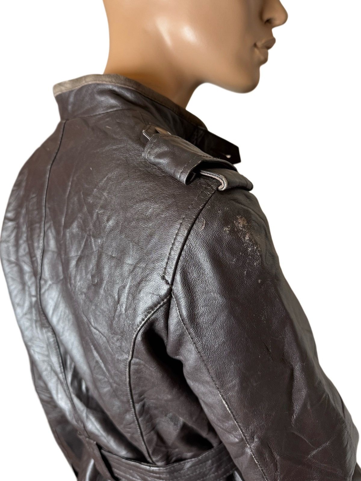 Other Y2K Vintage Leather Jacket Belted Military Biker Napoleon Size S / US 4 / IT 40 - 6 Thumbnail