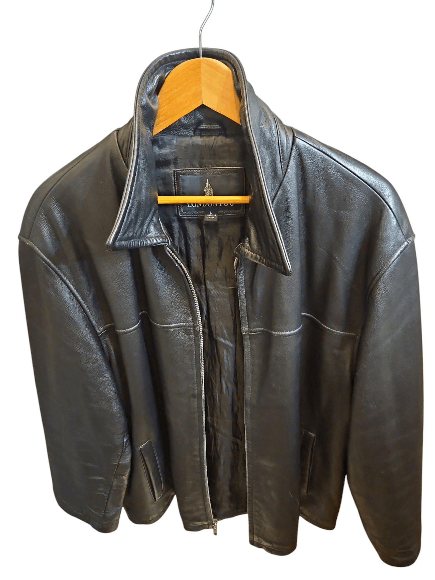 London Fog Men's Black Leather Jacket Size L. London Fog Size US L / EU 52-54 / 3 - 5 Thumbnail