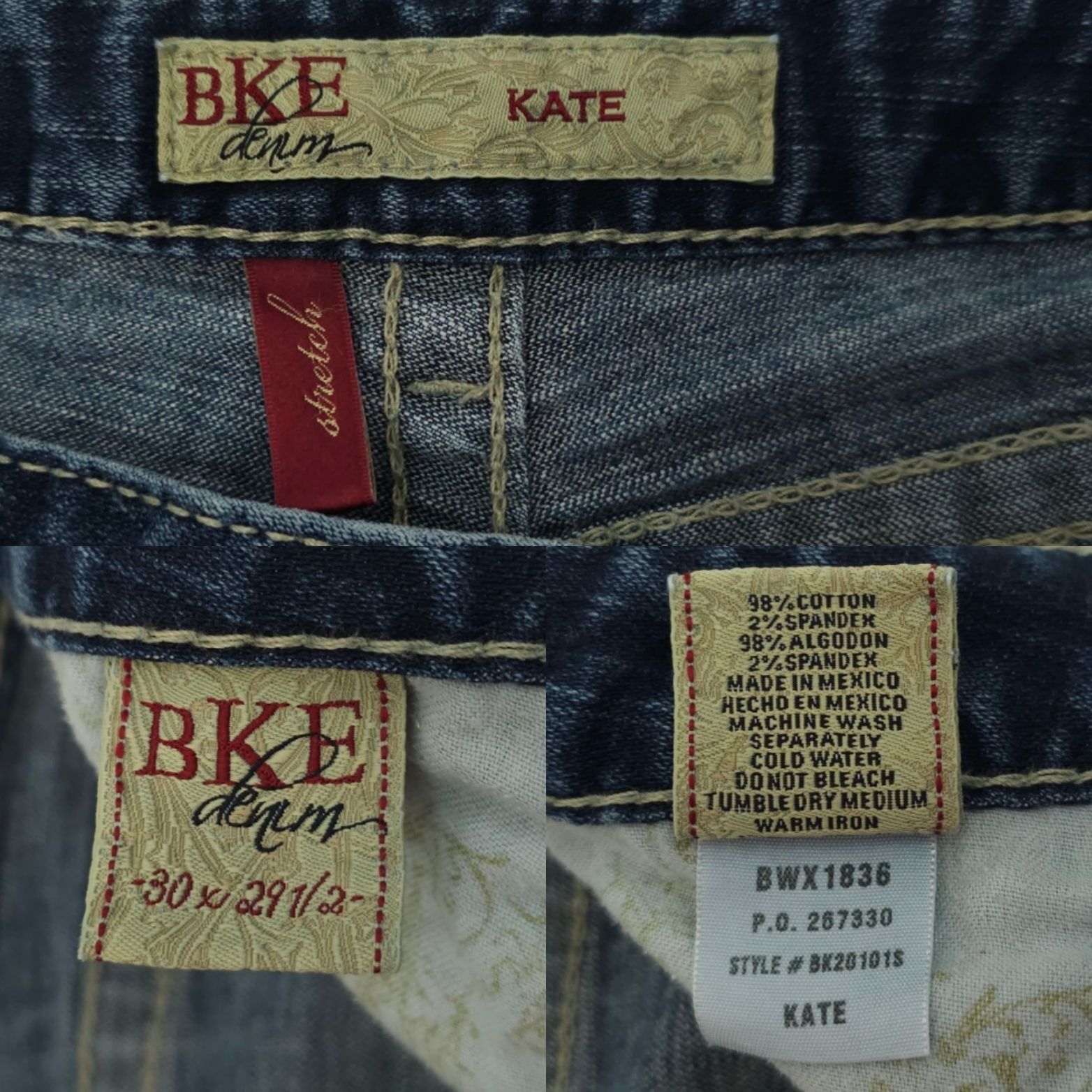 BKE BKE Kate Bootcut Jeans 30 Stretch Regular Mid Rise Dark Wash Size 33" - 8 Thumbnail