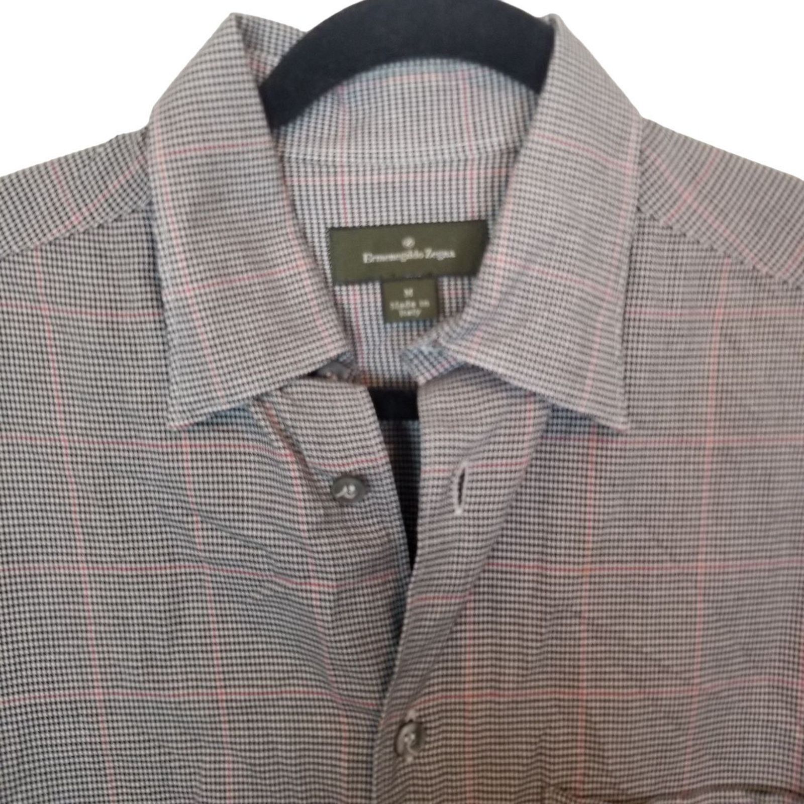 Ermenegildo Zegna Ermenegildo Zegna Mens Houndstooth Dress Shirt Size M Career Size US M / EU 48-50 / 2 - 2 Thumbnail