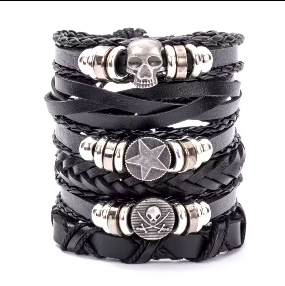 Vintage Vintage Multi-Layer Leather Bracelet – Punk-Inspired Style Size ONE SIZE - 1 Thumbnail