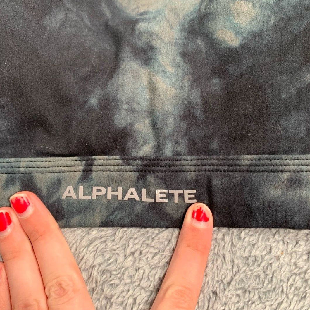 Vintage ALPHALETE Black and Gray Tie-Dye Sports Bra L Bra Women Size ONE SIZE - 2 Thumbnail