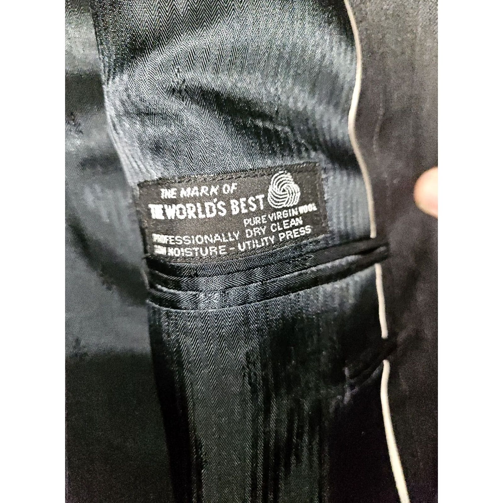 Hart Schaffner Marx VINTAGE Hart Schaffner Marx Silver Trumpster Blazer Men's 46R Gray Virgin Wool Double-Breasted Striped Classic Dad USA Mens Size 46R - 4 Thumbnail